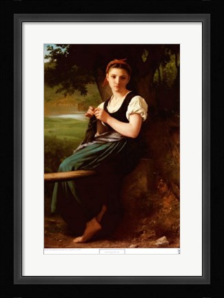 Framed Knitting Girl Print