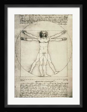 Framed Human Proportions-Vitruvian Man Print