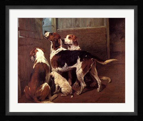 Framed Hounds By a Stable Door Print