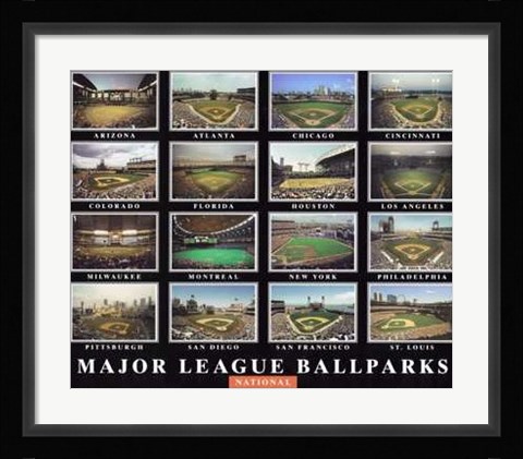 Framed Major League Ballparks - National League Print