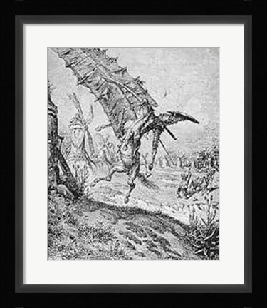 Framed Don Quixote and the Windmill Print