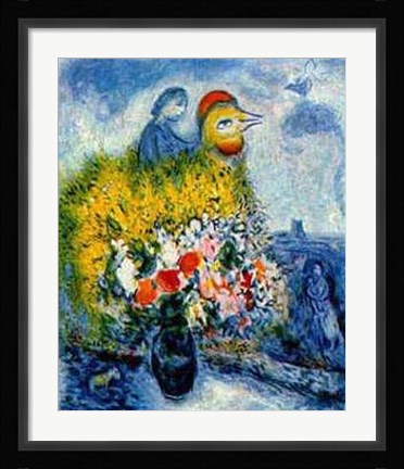 Framed Cog Avec Le Bouquet Jaune Print