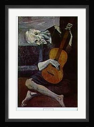 Framed Old Guitarist Print