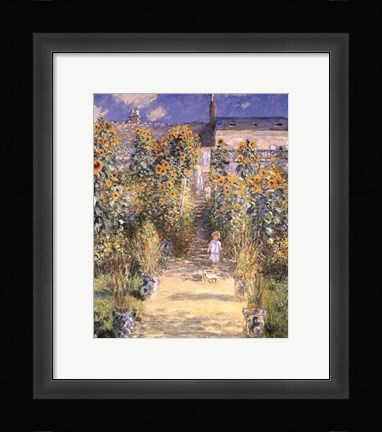 Framed Artist's Garden at Vetheuil with Boy, c.1880 Print