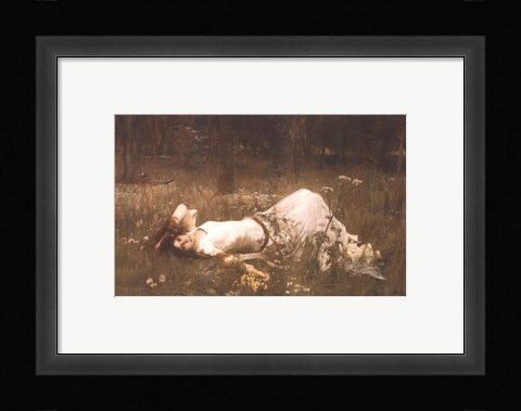 Framed Ophelia (lying in the meadow), 1905 Print