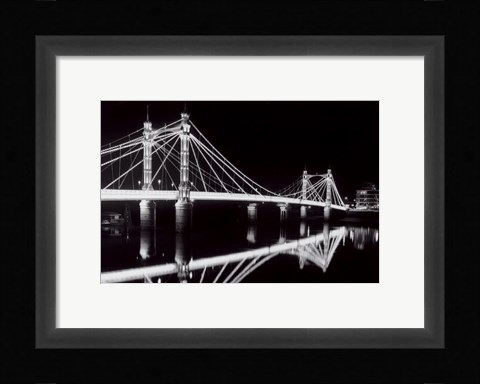 Framed Albert Bridge At Night Print