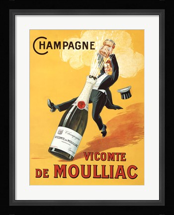 Framed Champagne Vicomte De Moulliac Print