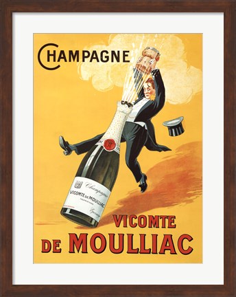 Framed Champagne Vicomte De Moulliac Print