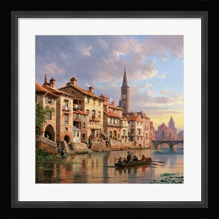 Framed Riverside Village I Print