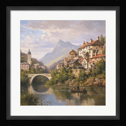 Framed Riverside Village II Print