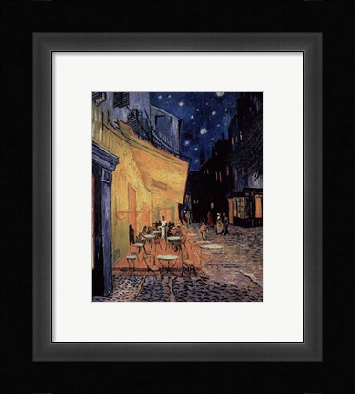 Framed Cafe Terrace on the Place du Forum, Arles, at Night, c.1888 Print