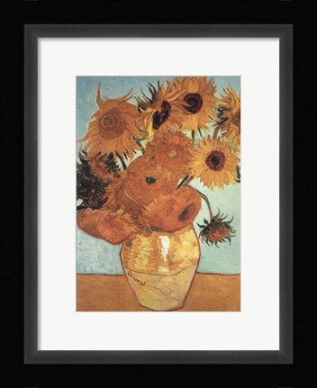 Framed Sunflower on Blue, c.1888 Print