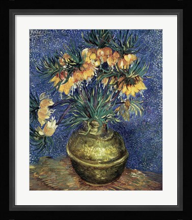 Framed Crown Imperial Fritillaries in a Copper Vase, 1886 Print