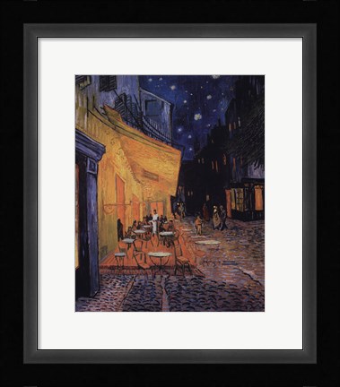Framed Cafe Terrace on the Place du Forum, Arles, at Night, c.1888 Print