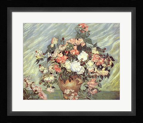 Framed Pink and White Roses Print
