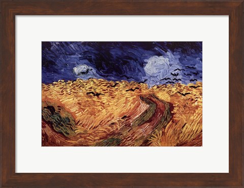 Framed Wheatfield with Crows, c.1890 Print