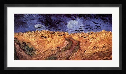 Framed Wheatfield with Crows, c.1890 Print