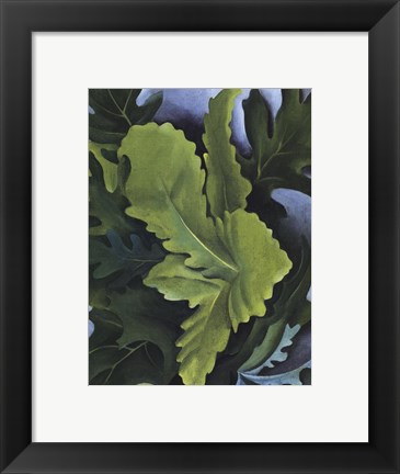 Framed Green Oak Leaves Print