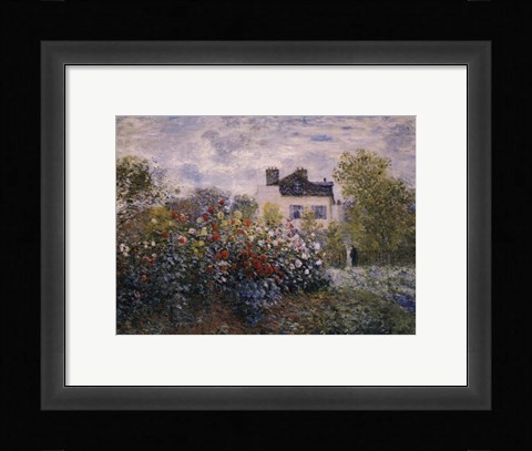 Framed Artist's Garden in Argenteuil (A Corner of the Garden with Dahlias), c.1873 Print