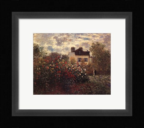 Framed Artist's Garden in Argenteuil (A Corner of the Garden with Dahlias), c.1873 Print
