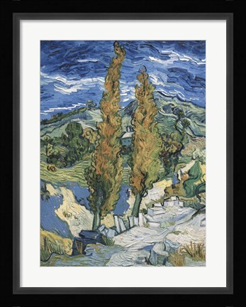 Framed Poplars at Saint-Rmy, c.1889 Print