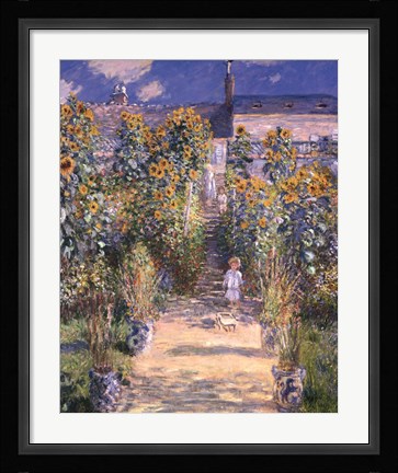 Framed Artist's Garden at Vetheuil with Boy, c.1880 Print
