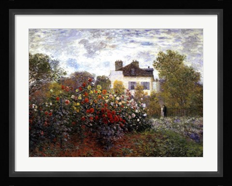 Framed Artist's Garden in Argenteuil (A Corner of the Garden with Dahlias), c.1873 Print