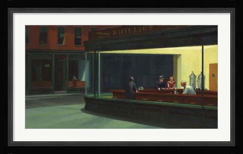 Framed Nighthawks, 1942 Print