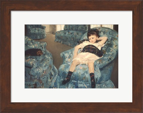 Framed Little Girl in a Blue Armchair, 1878 Print