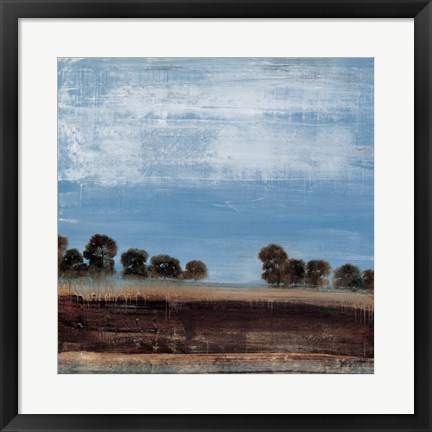 Framed Blue Tree Line Print