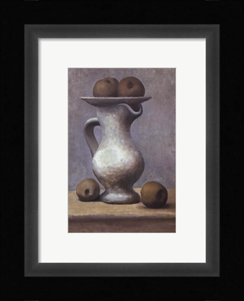 Framed Still Life with Pitcher and Apple Print