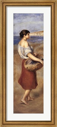 Framed Girl with a Basket of Fish Print