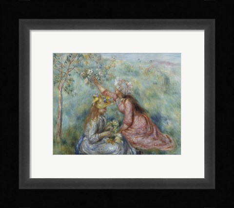 Framed Girls Picking Flowers in a Meadow, c.1890 Print