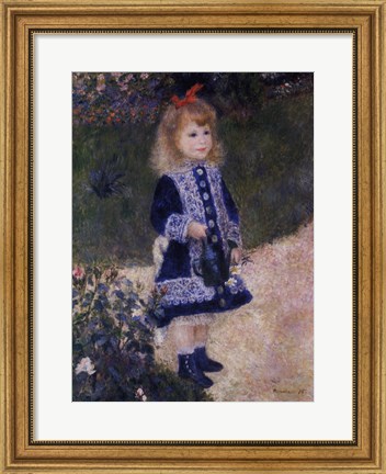 Framed Girl with a Watering Can Print