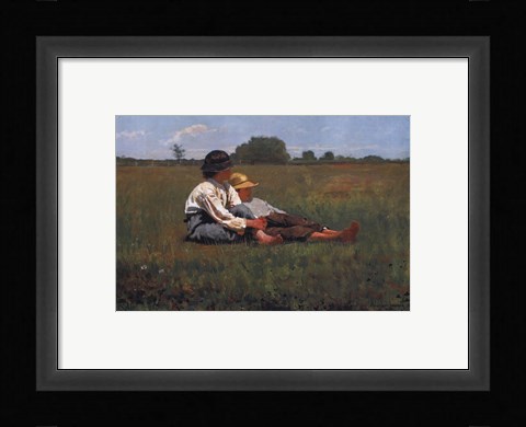 Framed Boys in a Pasture, 1874 Print