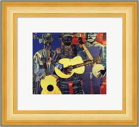 Framed Three Folk Musicians, 1967 Print