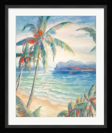 Framed Tropical Breeze I - palm trees Print
