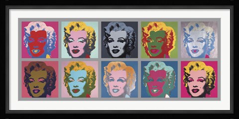 Framed Ten Marilyns, 1967 Print