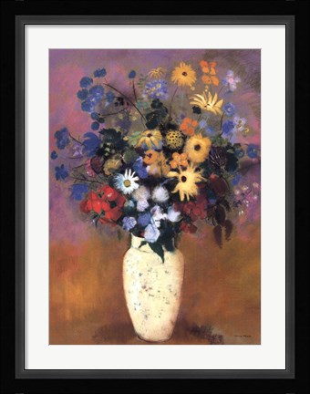 Framed Vase of Flowers, 1914 Print