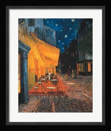 Framed Cafe Terrace on the Place du Forum, Arles, at Night, c.1888 Print
