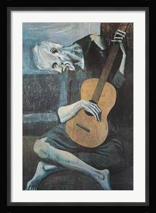 Framed Old Guitarist Print
