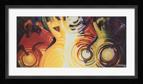 Framed Tambourines, Talking Drums and Smoke Sig Print