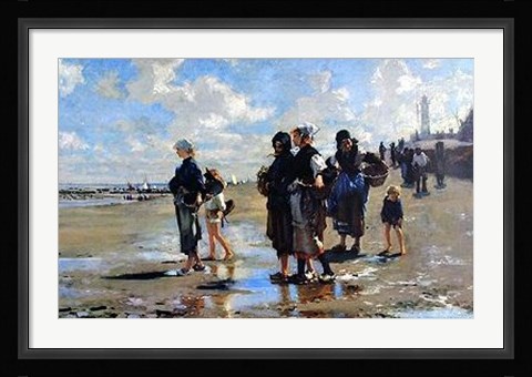 Framed Oyster Gatherers At Cancale Print