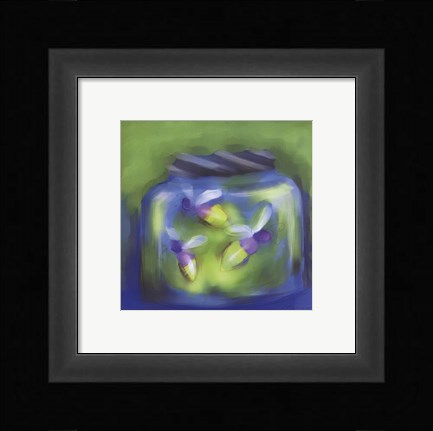 Framed Fireflies In Jar Print