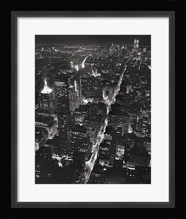 Framed Night View of Lower Manhattan Print
