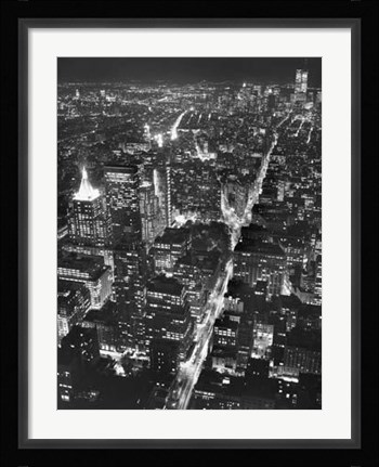 Framed Night View of Lower Manhattan Print