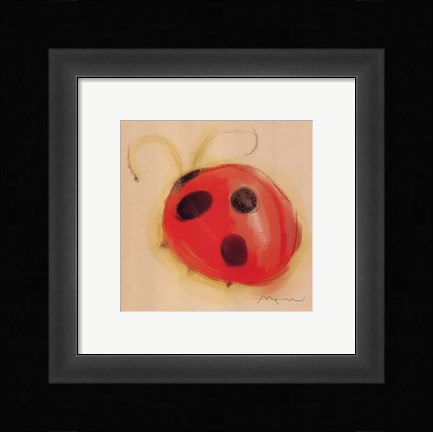 Framed Ladybug On Taupe Print