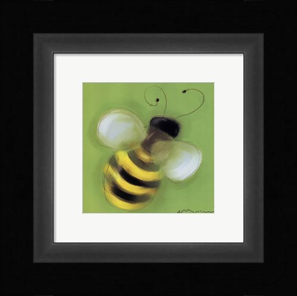 Framed Bee On Green Print