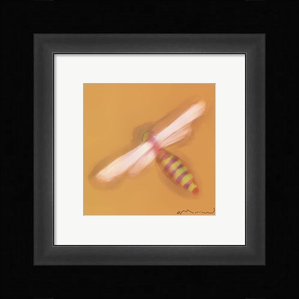 Framed Dragonfly On Yellow Print