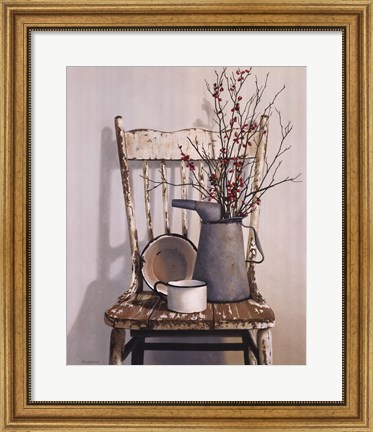 Framed Watering Can On Chair Print